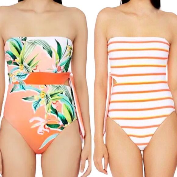TRINA Costa De Prata Reversible Bandeau One-Piece Swimsuit! Style #: TT0NG08 - Picture 2 of 8